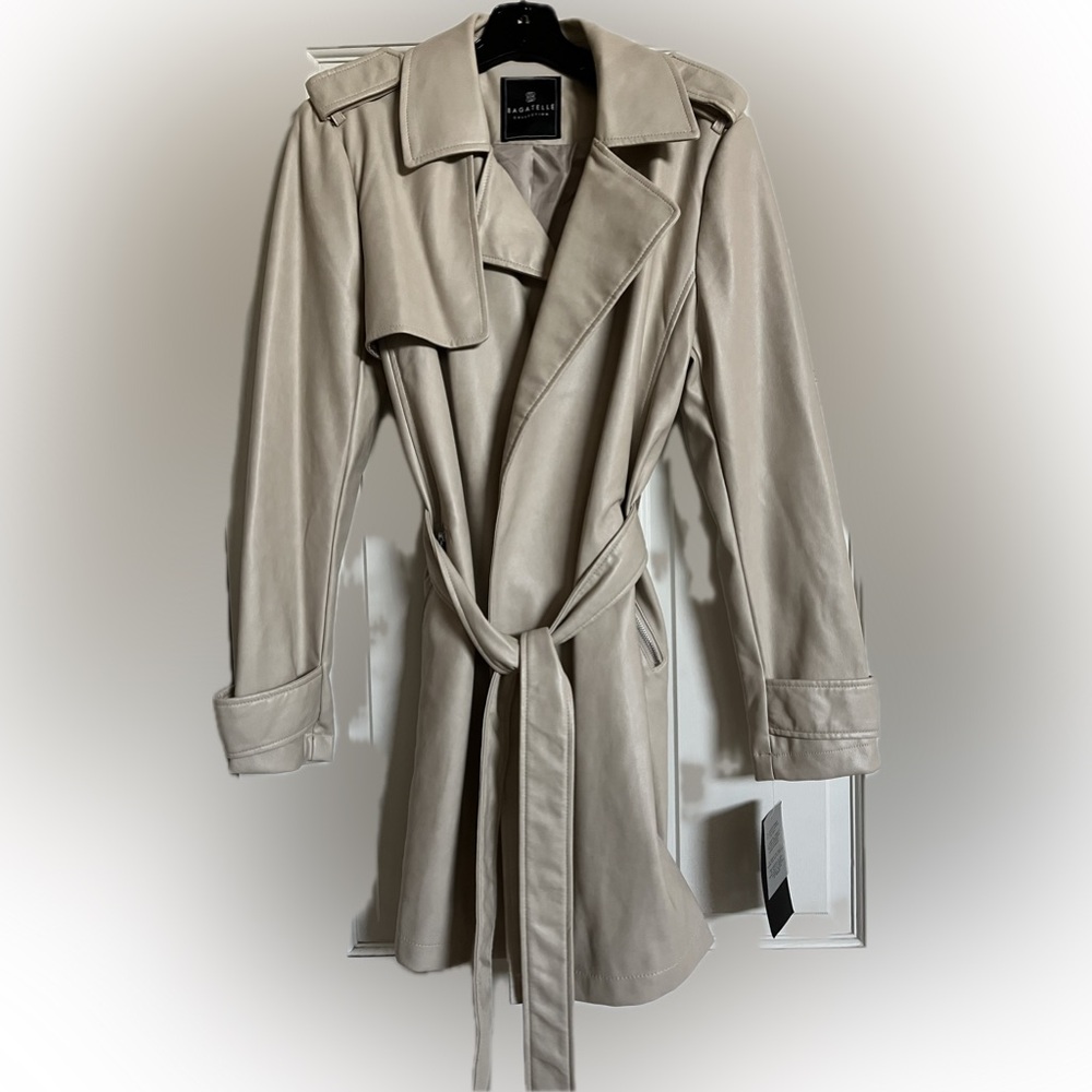NWT Bagatelle Tan Faux Leather Trenchcoat
